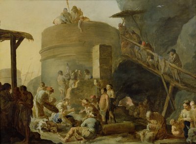 Beggars by a Lime Kiln by Sébastien Bourdon